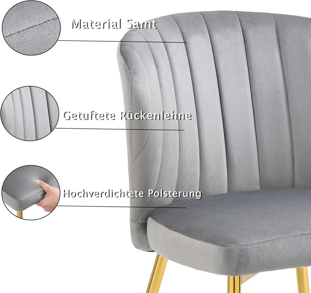 Sepnine® Esszimmerstühle Samt 4er Set, Moderner Küchenstuhl, Polsterstuhl Esszimmer, Ergonomischer E