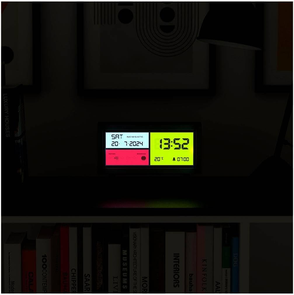 NEWGATE® Spectronoma Moderner LCD-Wecker, Schwarz, Schwarz