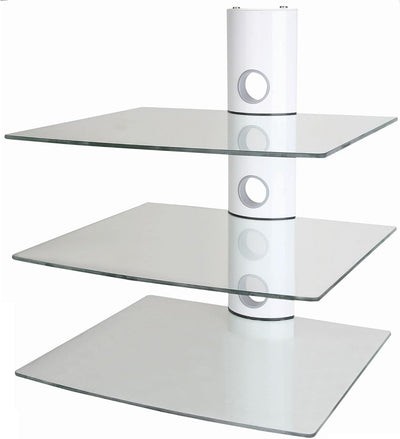 NEG Multimedia TV-Rack Suspender 503W (weiss) mit 3 Glas-Ablagen und Kabelmanagement-System 3 Regale