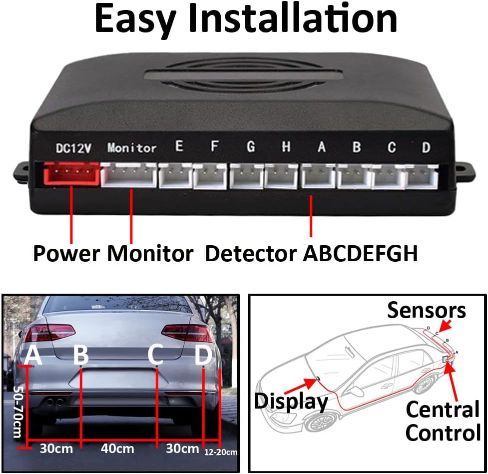 MOCNT Auto Einparkhilfe 8 Sensoren Rückfahrhilfe Kfz Rückfahrwarner Einparksystem Hinten Parksensore