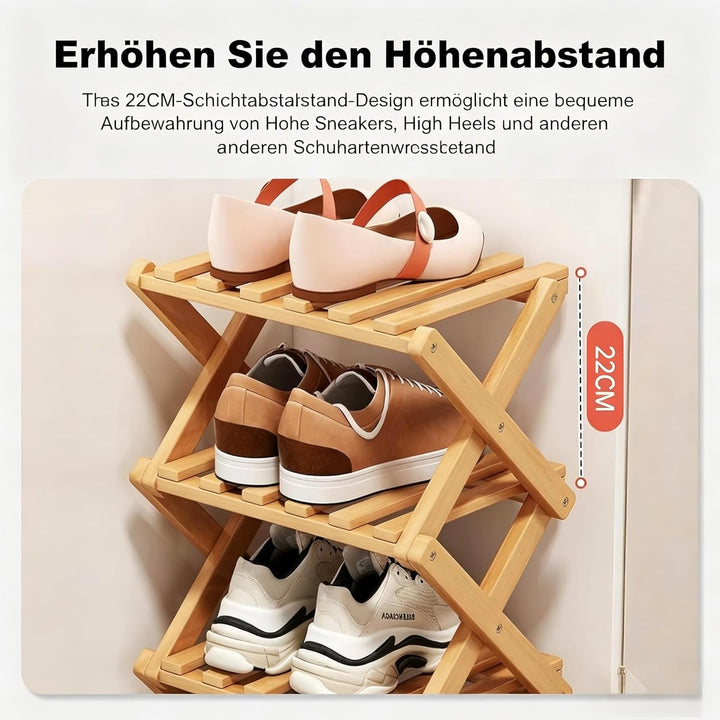 Schuhregal Platzsparend, Faltbares Schuhregal, 4 Ebenen, tragbar, ohne Installation, Schuhorganizer