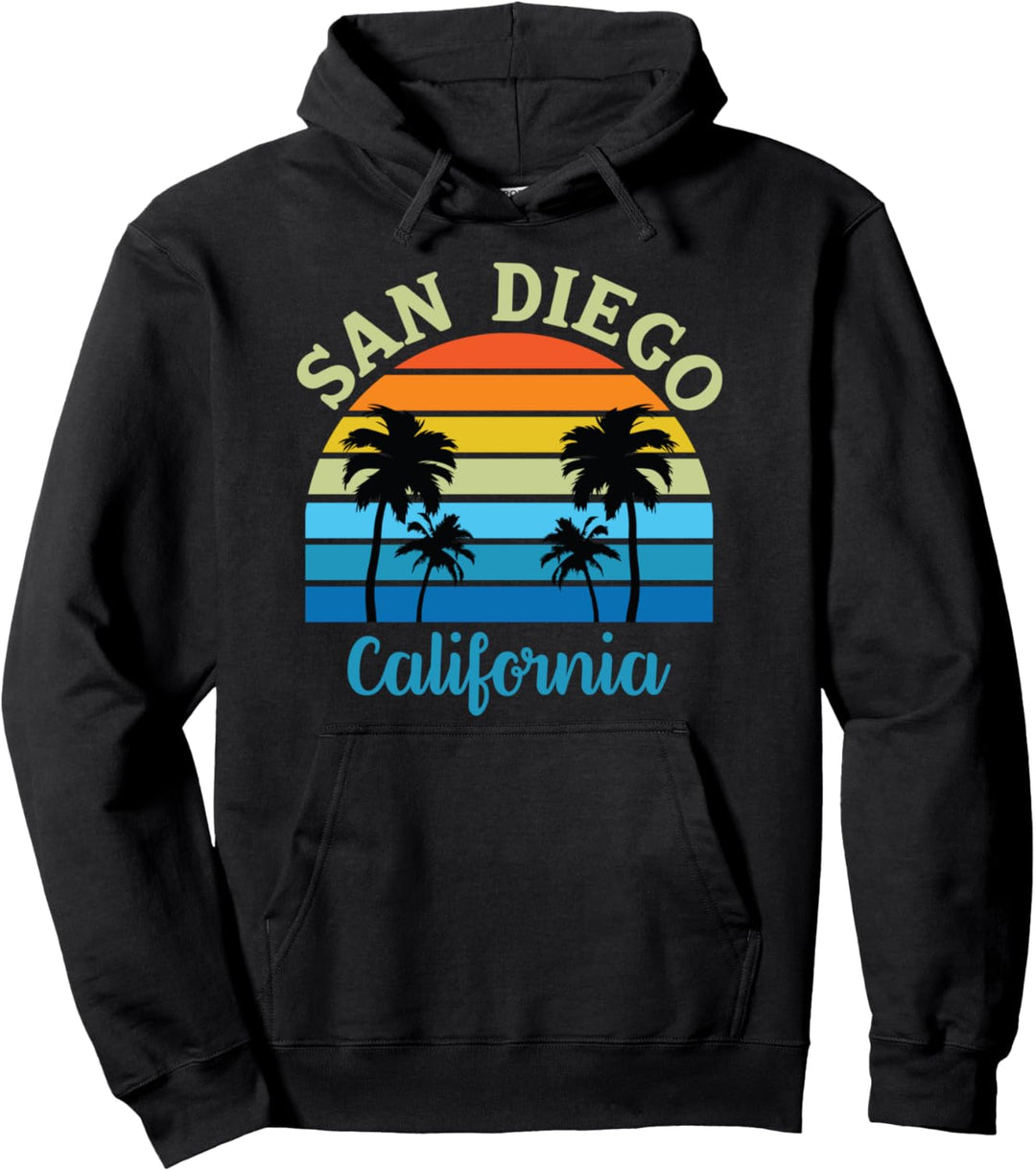 San Diego CA Palmen California Souvenir Retro Vintage Pullover Hoodie