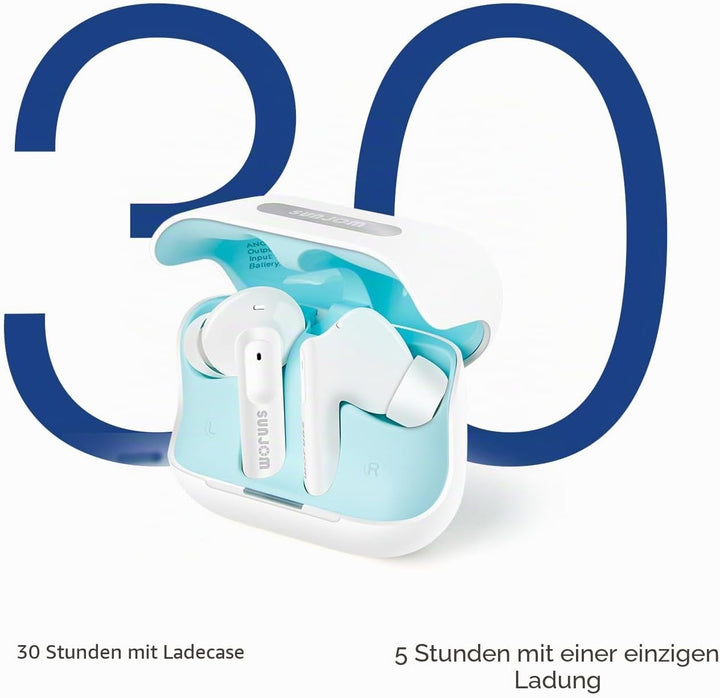 Bluetooth Kopfhörer in Ear, Kabellos Bluetooth Noise Cancelling Kopfhoerer mit 6 ENC Mic, Wireless E