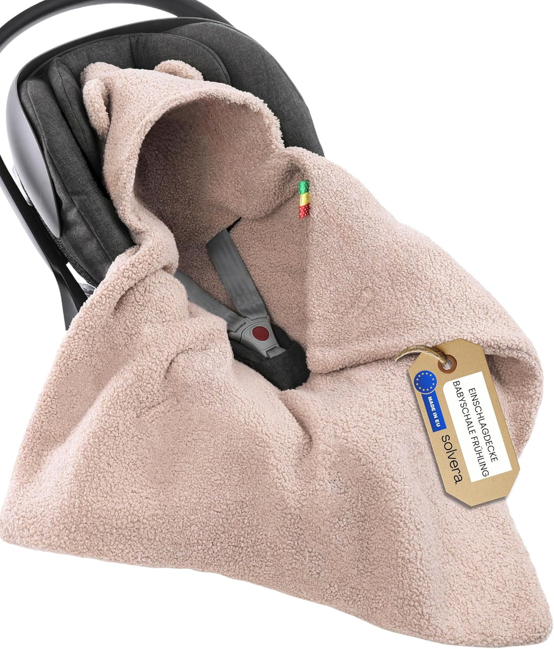 Einschlagdecke Babyschale 80x80cm | Für Neugeborene & Babys bis max. 4 Monate | Kuschel-Bouclé Lammf