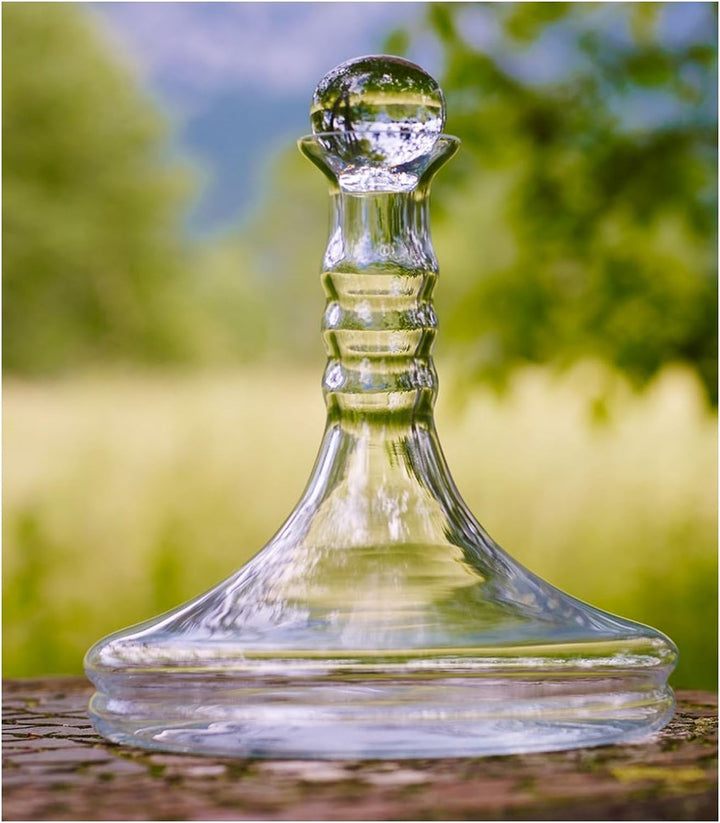 Natures-Design Weinkaraffe - Dekanter Rubellum mit weisser Blume des Lebens - mundgeblasen - 1l