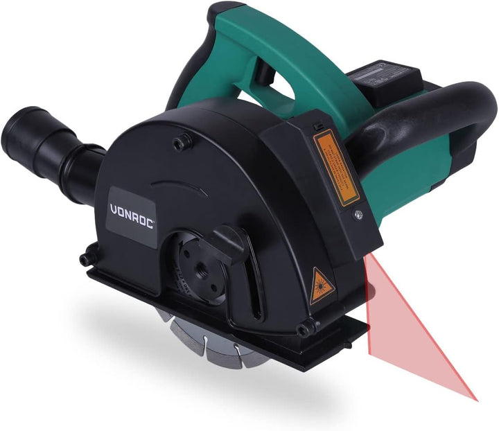 VONROC Mauernutfräse Schlitzfräse Laser mit Absaughaube - Mauerfräse 1700W - Schlitzmaschine für 150