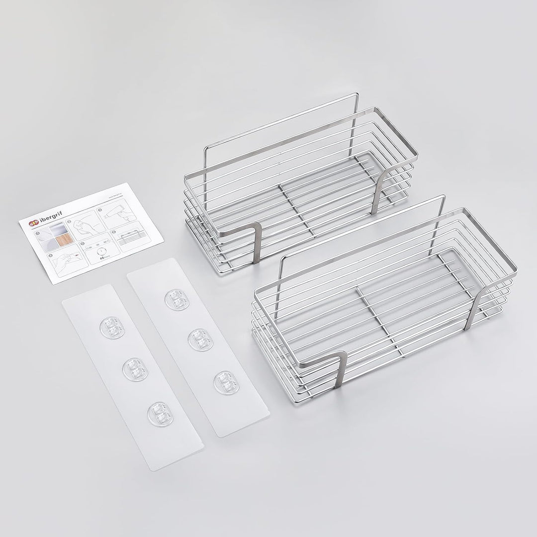Ibergrif M34036A Duschablage ohne Bohren, 2 Stück Rostfreie Badezimmer Organizer, Badregal Edelstahl