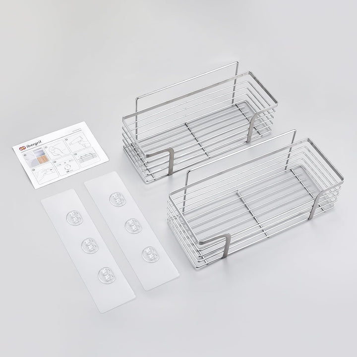 Ibergrif M34036A Duschablage ohne Bohren, 2 Stück Rostfreie Badezimmer Organizer, Badregal Edelstahl