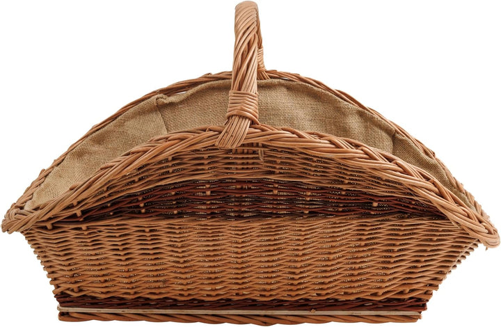 BOGATECO Weidenkorb mit Henkel, rechteckig | Kaminkorb 60x40x28 | Handgewebt, massiv | Holzkorb mit