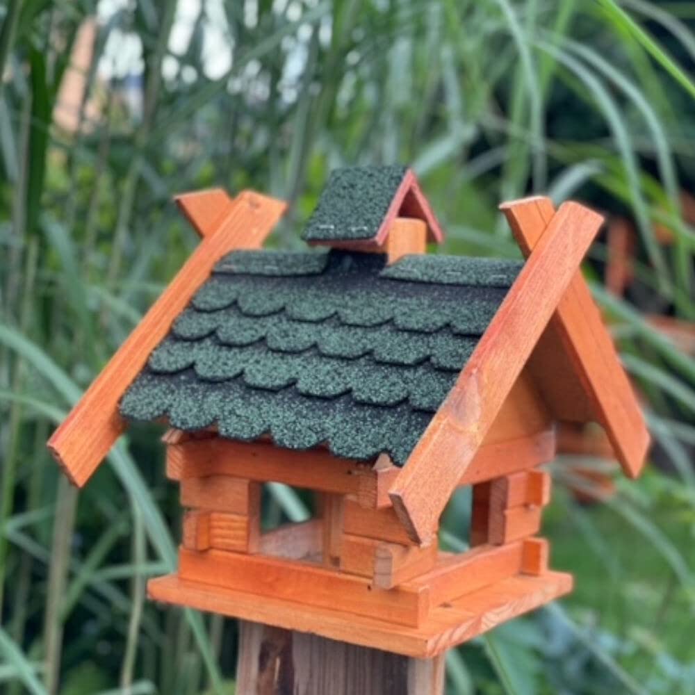 Rechteckiges Vogelhaus M - XL wetterfest aus Holz Vogel Futterstelle Haus mit und ohne Ständer (Grös