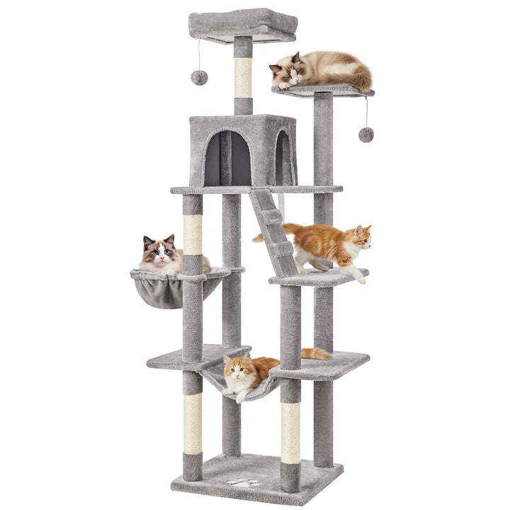 MSmask Kratzbaum gross, L Katzenkratzbaum Stabil, Katzenbaum mit Katzenhöhlen, Plattformen, Hängemat