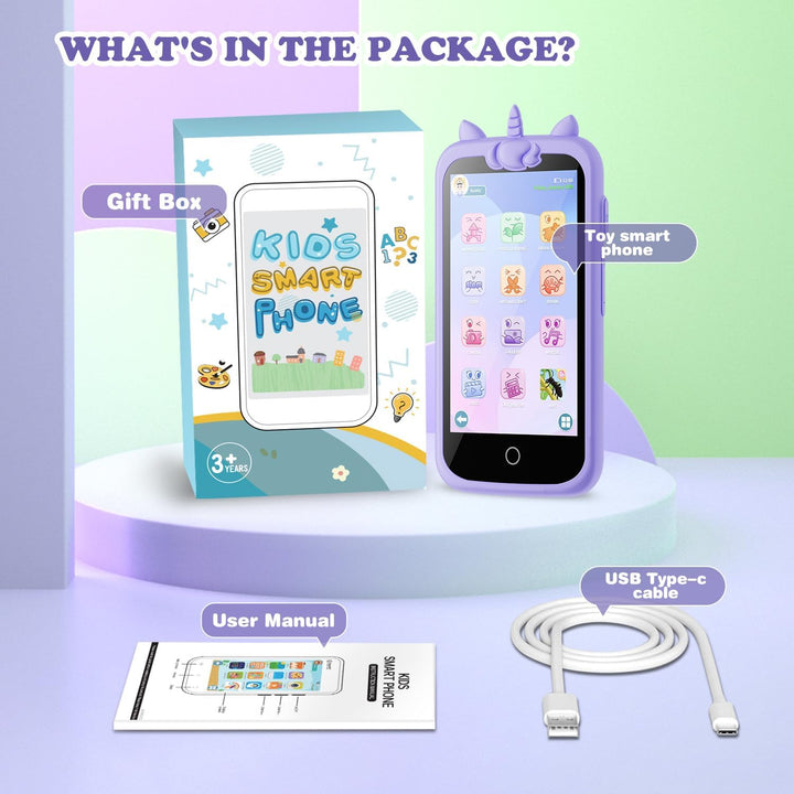 Kinder Handy Smartphone, Pretend Smartphone für Kinder mit Dual Kamera, MP3 Player Jungen Mädchen, G