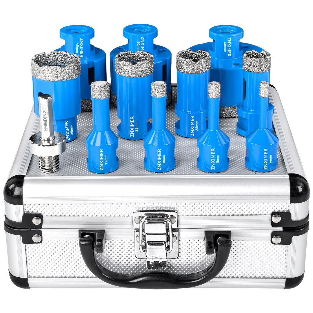 Diamant Fliesenbohrer Set 6/8/10/12/20/25/28/35/45/50/68mm+Adapter-12 Stück M14 Diamantbohrer Lochsä