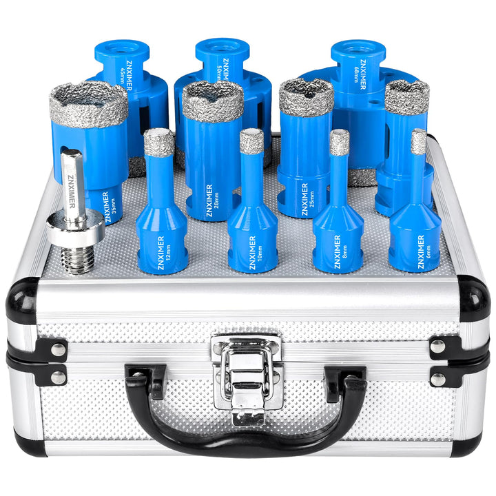 Diamant Fliesenbohrer Set 6/8/10/12/20/25/28/35/45/50/68mm+Adapter-12 Stück M14 Diamantbohrer Lochsä