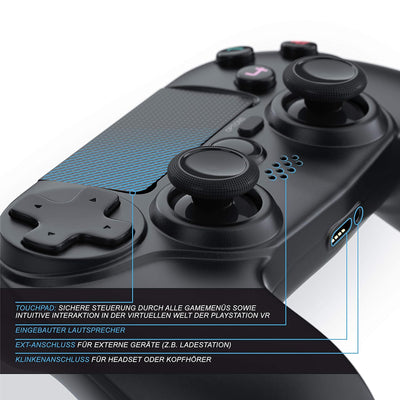 CSL - Wireless Gamepad für PS4 PS4 Pro PS4 Slim - Controller mit Dual Vibration - 3,5 mm Headset Aus