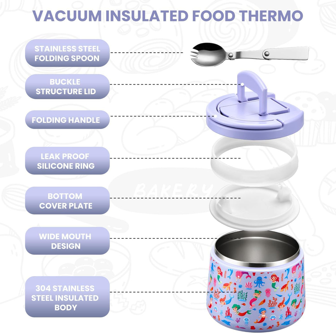Itslife Thermobehälter für Essen 420ml, Warmhaltebehälter Essen Edelstahl mit Deckel und Löffel, The