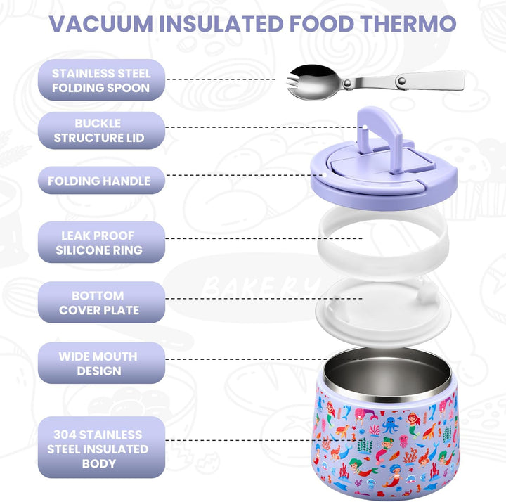 Itslife Thermobehälter für Essen 420ml, Warmhaltebehälter Essen Edelstahl mit Deckel und Löffel, The