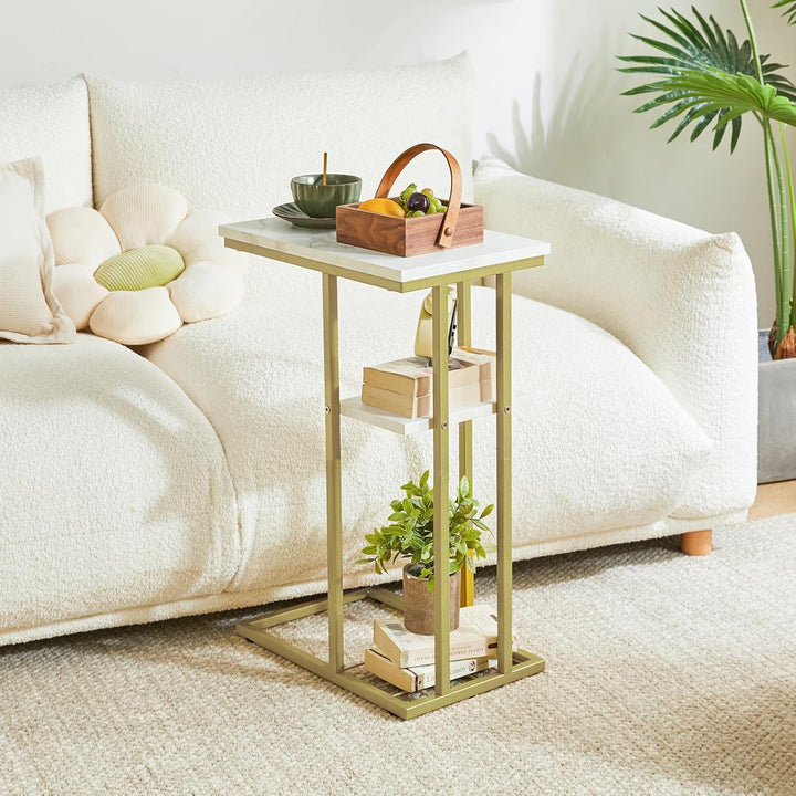 YMYNY Beistelltisch Kaffeetisch C-Form, Eleganter Kleiner Sofatisch, Industrie-Design 2er-Set,40 X 2