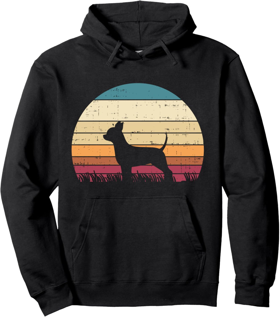 Chihuahua Silhouette Sunset Retro Chiwawa Pet Dog Lover Gift Pullover Hoodie