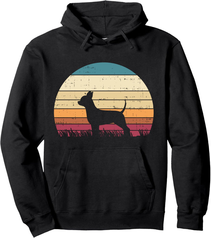 Chihuahua Silhouette Sunset Retro Chiwawa Pet Dog Lover Gift Pullover Hoodie