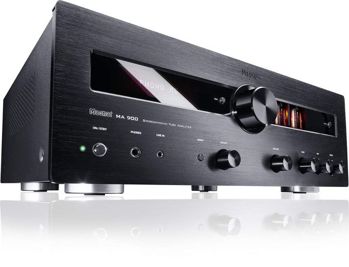 Magnat MA 900, schwarz - robuster Stereo Hybrid-Verstärker mit hochwertiger Aluminium-Front und hohe