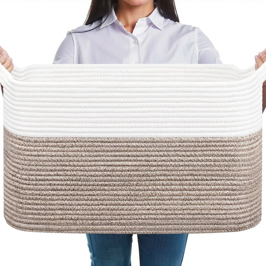 Faltbarer Wäschekorb, Korb Aufbewahrung, 63L Grosse Wäschesammler, Laundry Baskets aus Baumwolle, Ge