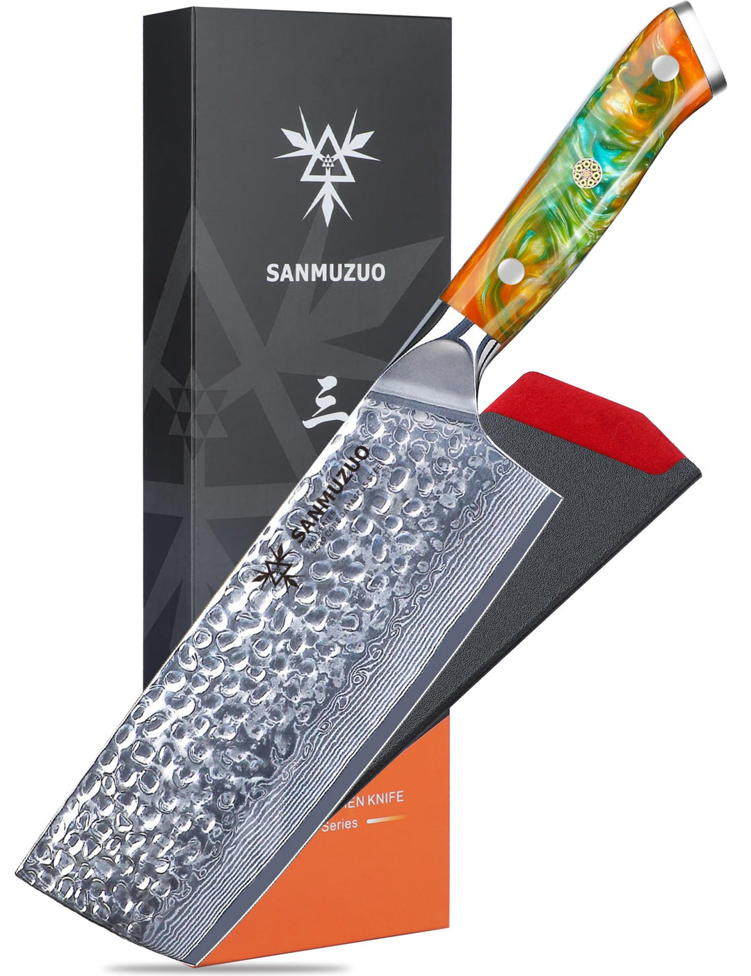 18 cm Nakiri Messer - Gemüsebeil Küchenmesser - japanisches Usuba Messer - Gehämmertem Damaststahl u