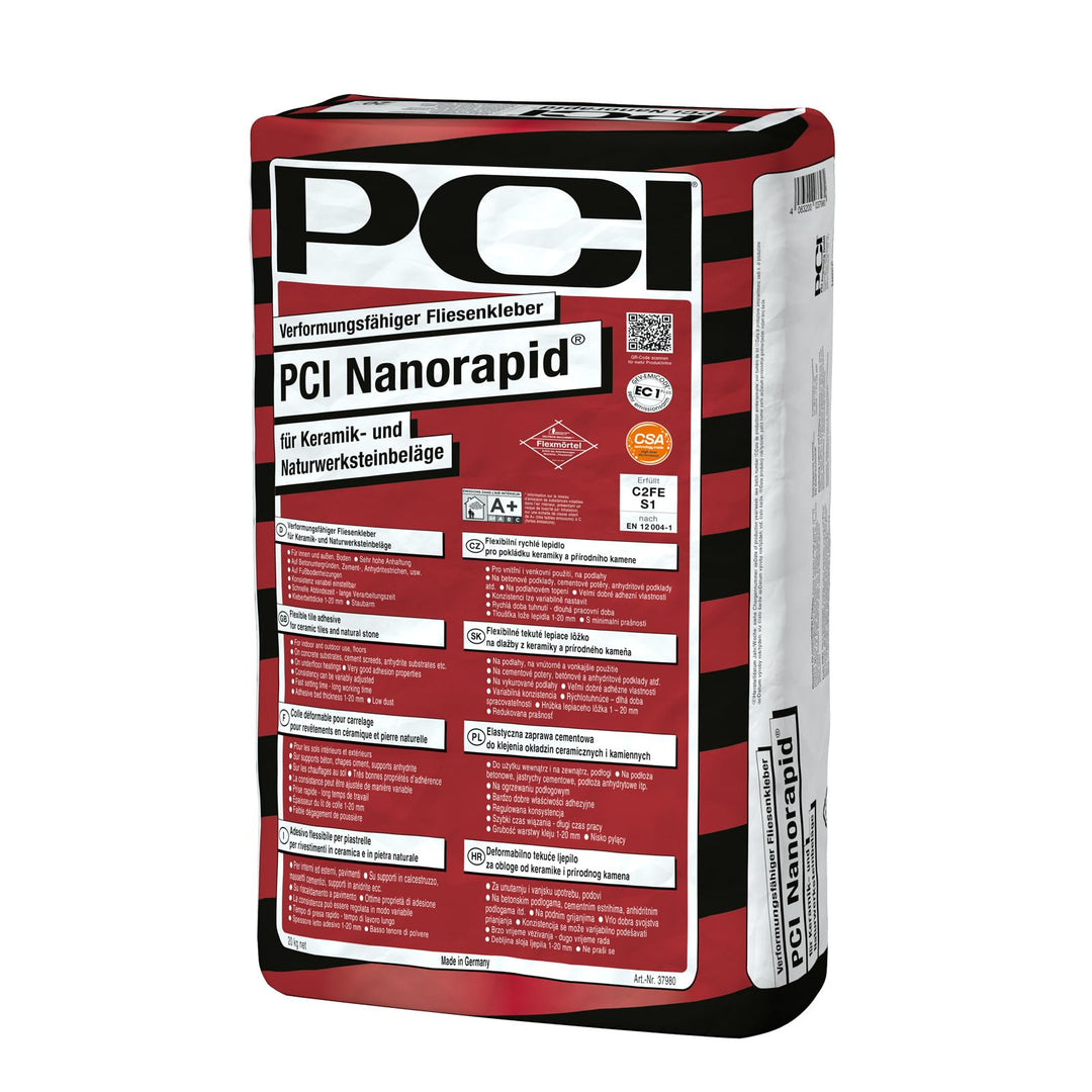 PCI Nanorapid flexibler Fliesenkleber 20kg für alle Fliesen, Keramik- und Natursteinbeläge für innen