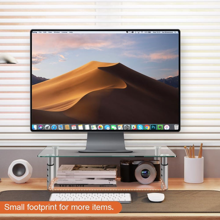 KKTONER GLAS Monitor Stand mit höhenverstellbar für Home Office PC Laptop Computer Bildschirm Riser