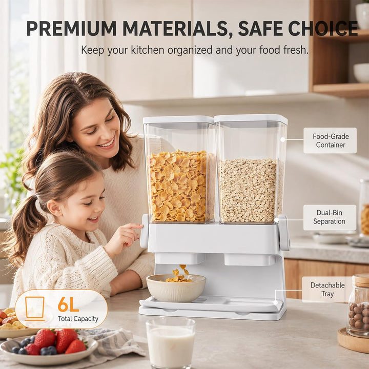 Müslispender 2er Set, 2 x 3L Cereal Dispenser, auslaufsicher & lebensmittelecht, klare Luftdichte Be