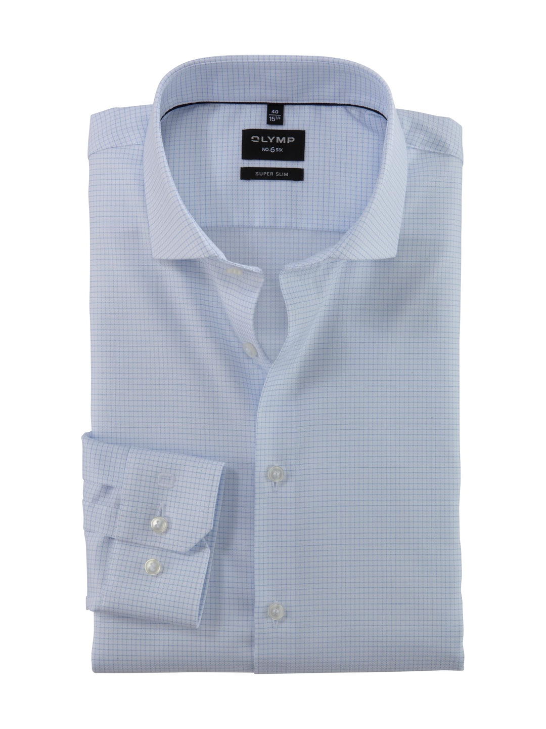OLYMP Herren Businesshemd Langarm No. Six,Gitter Karo,super Slim,Royal Kent 36 Weiss 00, 36 Weiss 00