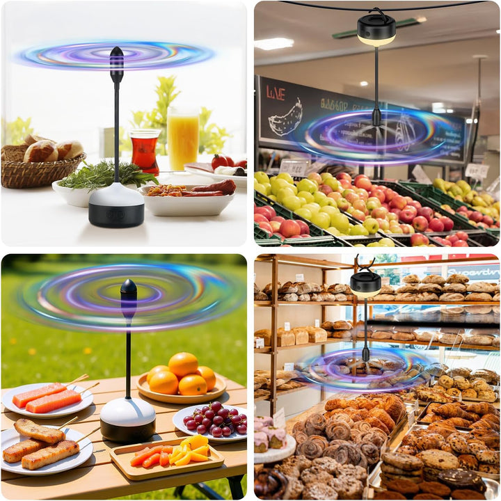 YAMI 2er-Pack Fliegenventilatoren für Tische mit LED-Licht, wiederaufladbarer Tischventilator mit we