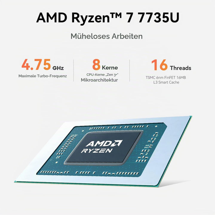 Beelink Mini PC EQR5, AMD Ryzen 7 5825U, 8C/16T, bis zu 4.5Ghz, Mini Computer 16GB DDR4 RAM 500GB PC