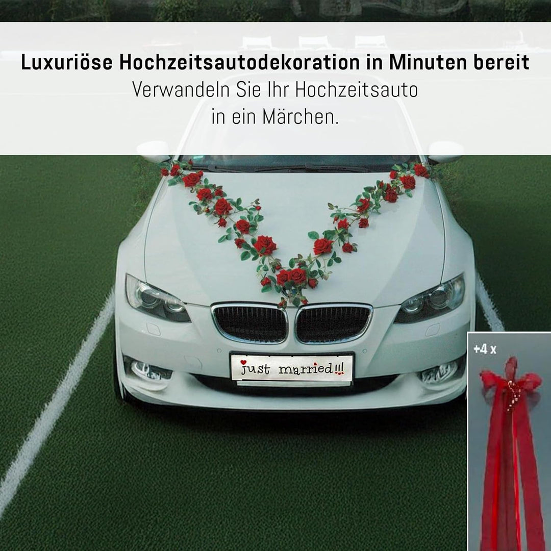 Rosen Girlande Braut Paar Rose Deko Dekoration Autoschmuck Hochzeit Car Auto Wedding ®Auto-schmuck D