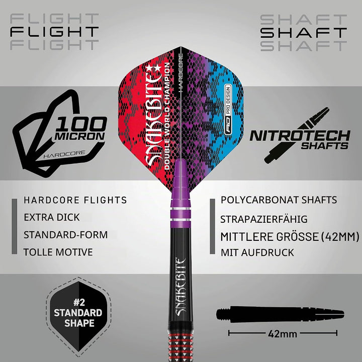 RED DRAGON Peter Snakebite Wright Spirit Edition Premium Tungsten Darts Set mit Flights und Stems 18