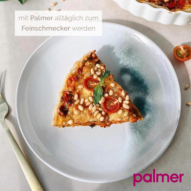 palmer Nordic grosse tiefe Teller - 2er-Set, Steingut, Ø 22,5 cm, weiss dunkel-grün beige, für Pasta