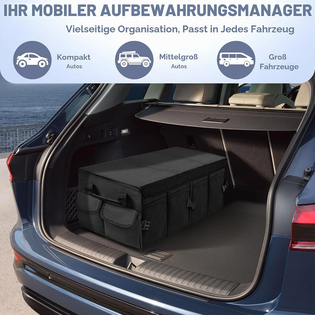 Kofferraum Organizer, faltbare Kofferraumtasche mit Deckel, Auto Kofferraum Organizer mit herausnehm