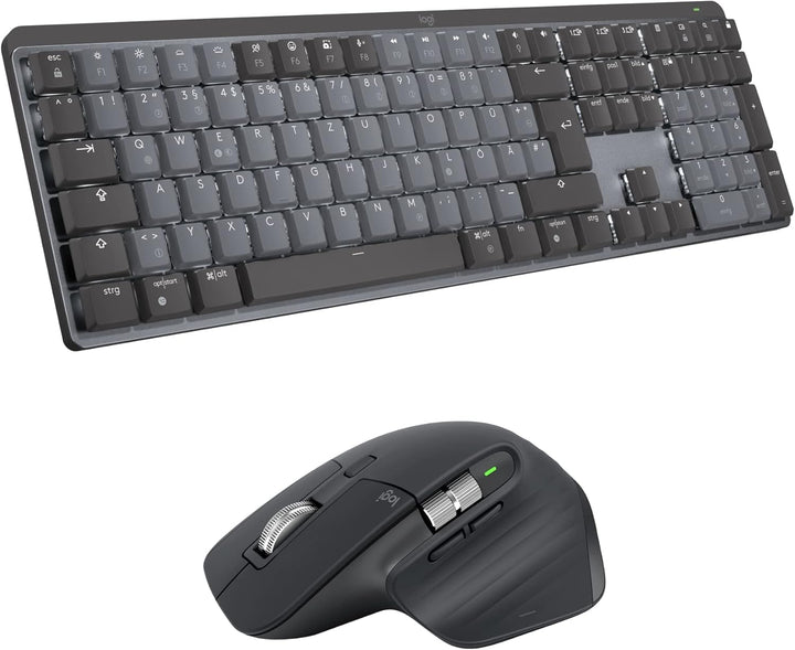 Logitech MX Mechanical kabellose beleuchtete Tastatur Standardgrösse Tactile Quiet, MX Master 3S kab