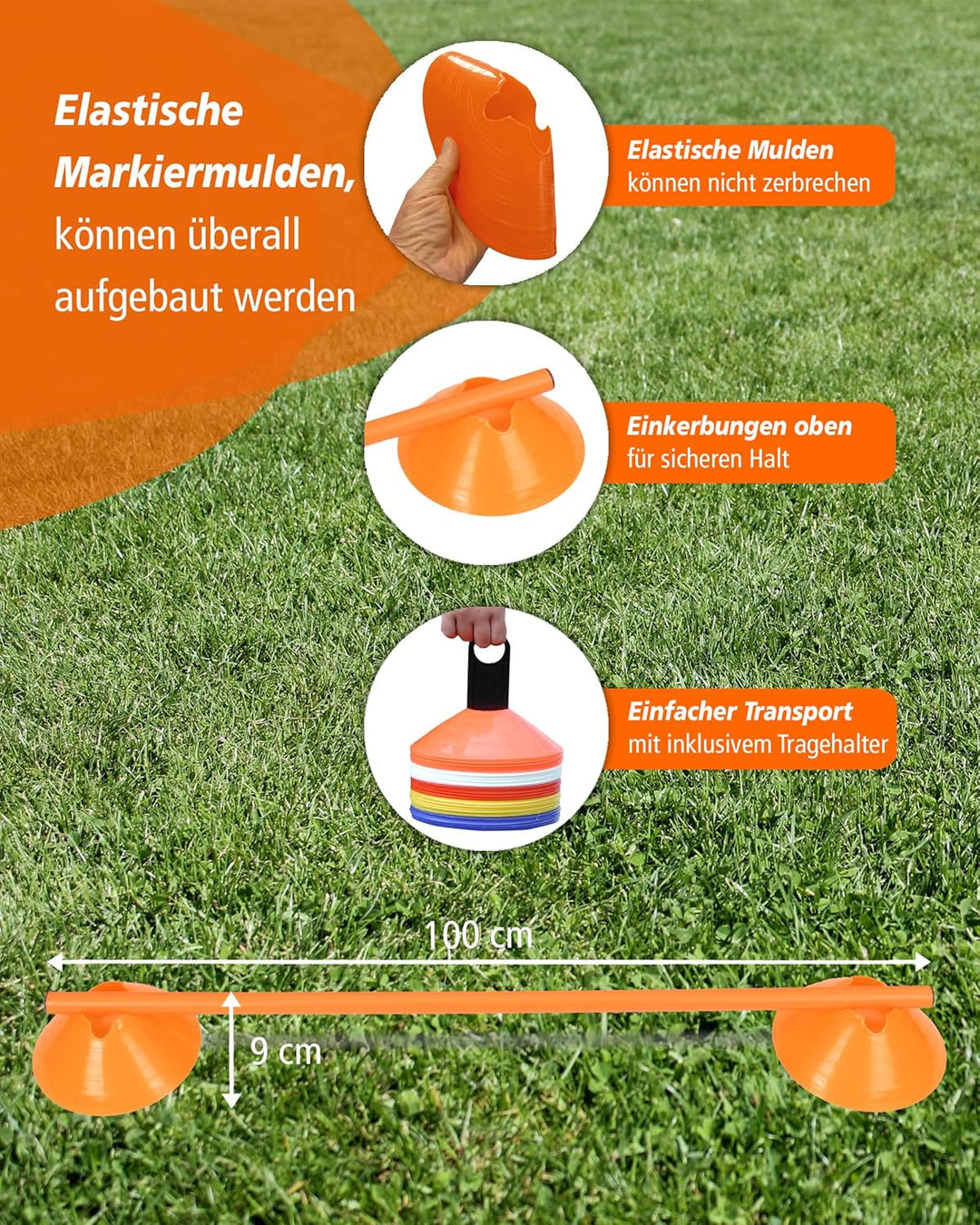 Mini-Hürden 5er Set mit Stangen 100 cm – für Agility- & Koordinationstraining – Cavaletti – Hürden &
