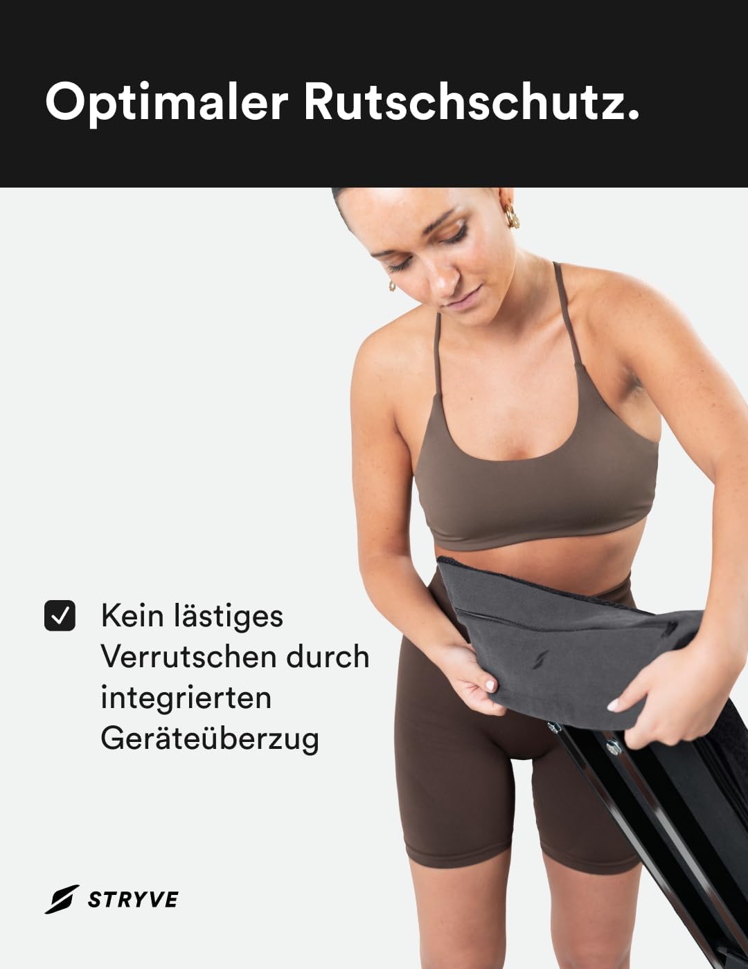 STRYVE Sporthandtuch – Das Original aus DHDL – Towell+ – Graphite Black – 90 x 40 cm – Magnetclip &