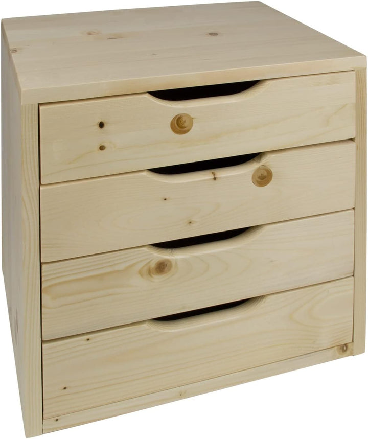 Holz Schubladenbox Holzbox Aufbewahrungsbox Schubladenschrank mit 4 Schubladen