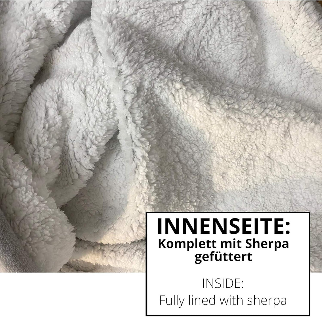 HOMELEVEL Sherpa Kuscheldecke mit Ärmeln Ärmeldecke 200cm x 150cm Dunkelgrau Norweger/Sherpa, Dunkel