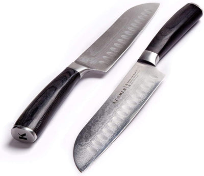 KLAMER Premium Santoku Damastmesser echter japanischer Stahl 18 cm Kochmesser Santokumesser