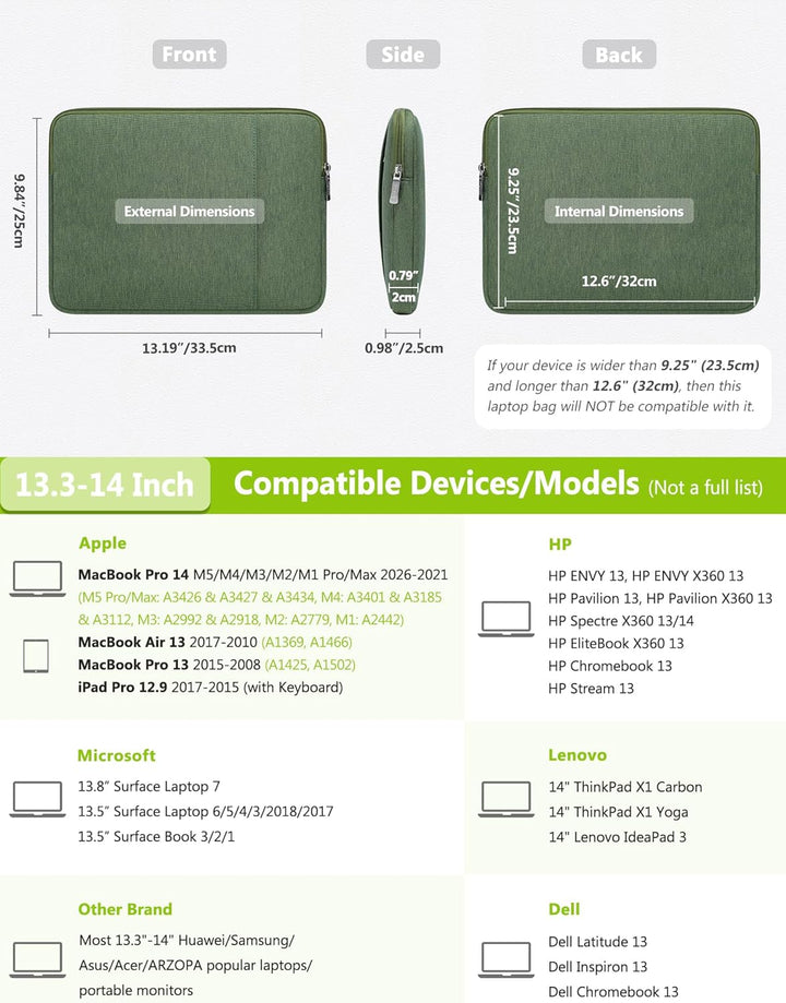HYZUO 13,3-14 Zoll Laptop Tasche Set für MacBook Pro 14 M3/M2/M1 2024-2021, MacBook Air/Pro 13, 13,5