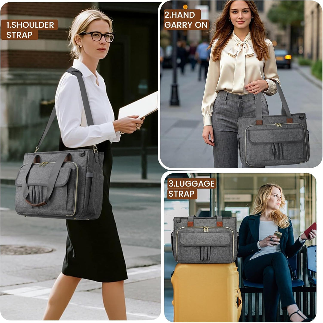 RAINSMORE Lehrertasche Damen Gross 15.6 Zoll Laptoptasche Arbeitstasche mit Isolierter Tasche für Kr