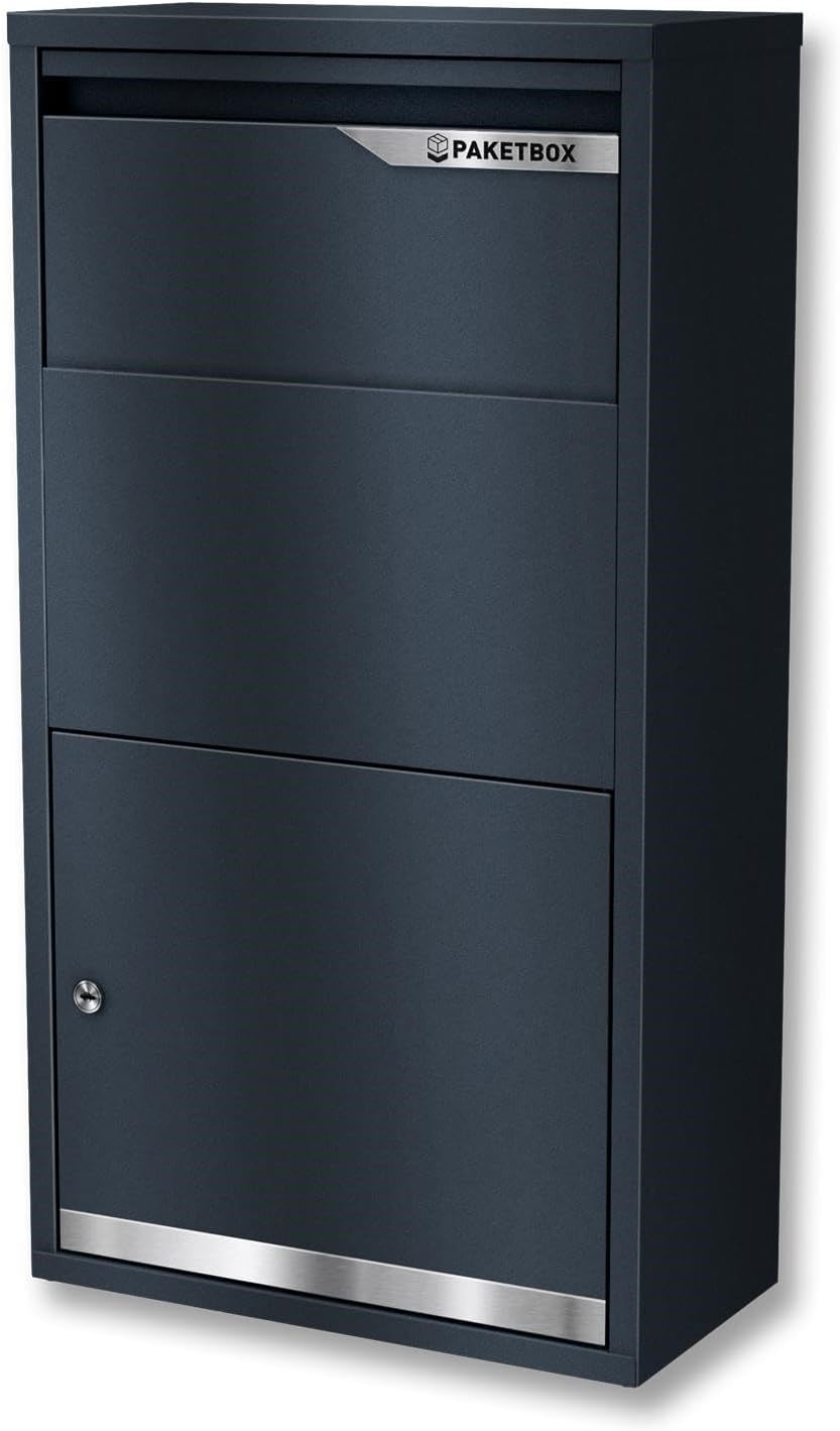 Metzler Briefkasten und Paketbox rostfrei & massiv, Paketbriefkasten XXL, Standbriefkasten modern, P