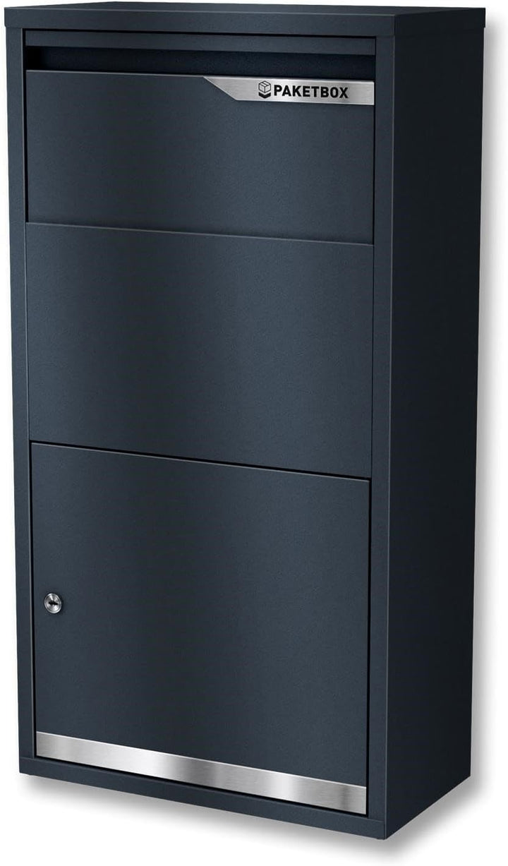 Metzler Briefkasten und Paketbox rostfrei & massiv, Paketbriefkasten XXL, Standbriefkasten modern, P