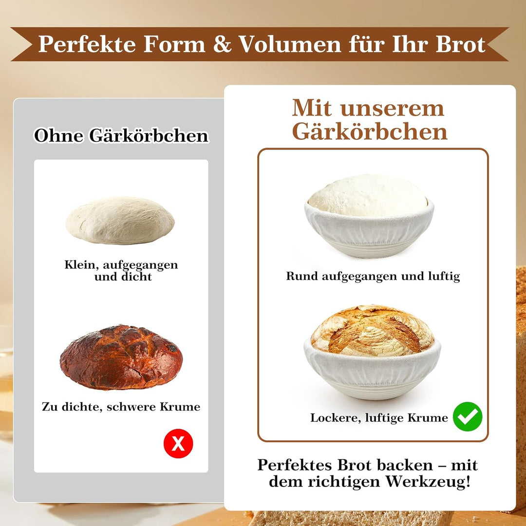 Sauerteig Starter Set mit Gärkörbchen, Brot Backen Zubehör Komplettset, Sauerteig Zubehör für perfek