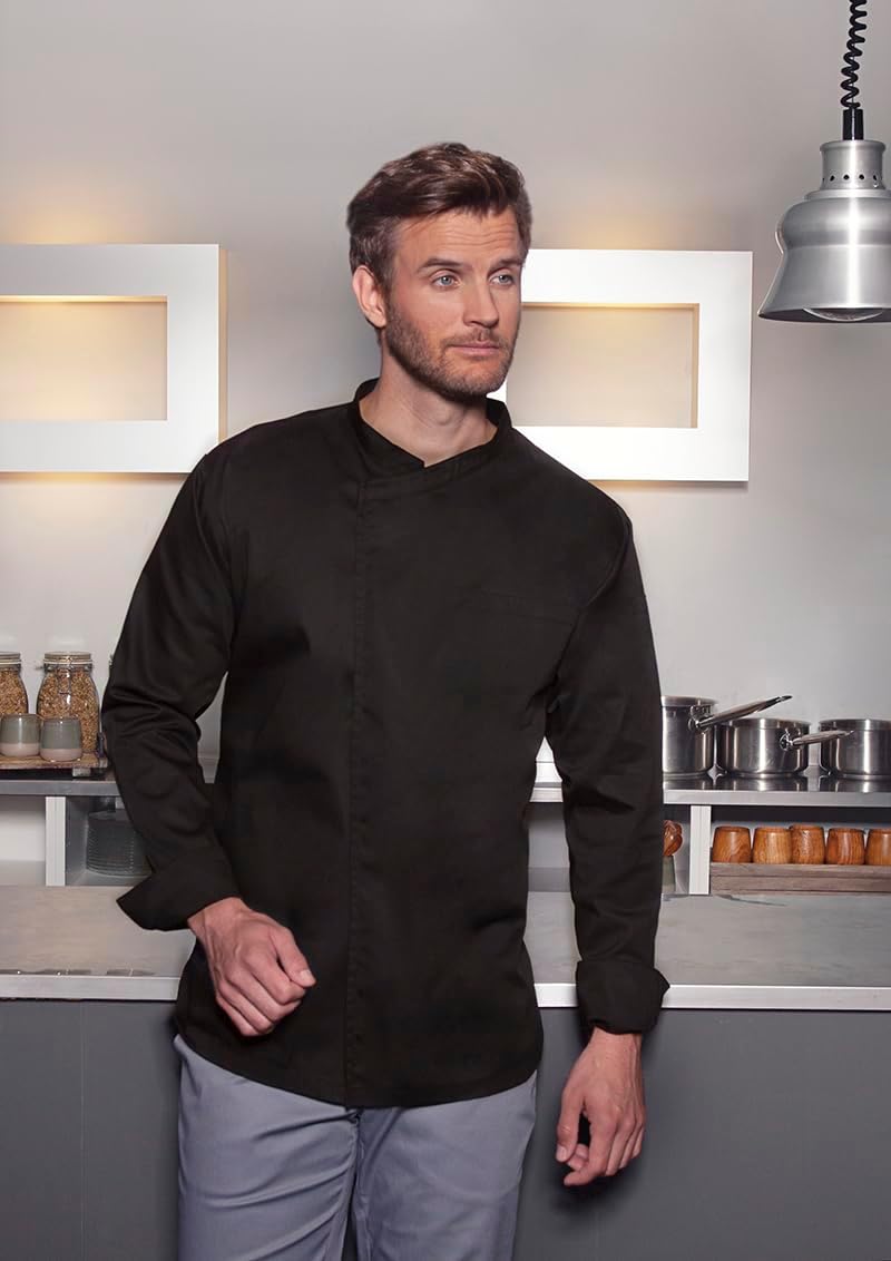 Karlowsky Langarm Überwurf-Kochhemd Basic Damen Herren Unisex 65% Polyester / 35% Baumwolle XL Schwa