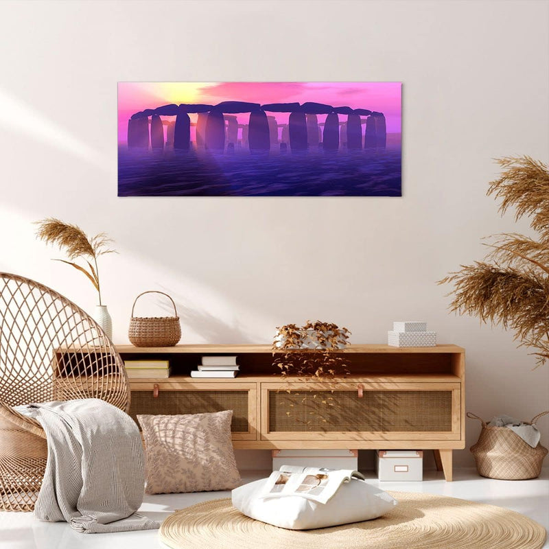 Wandbilder Dekoration Wohnzimmer Stonehenge Kreis Geheimnis Geschichte Bilder auf Leinwand 120x50cm